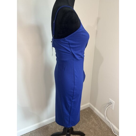 Royal Blue Wrap Style Cocktail Dress With Ruffle Accent Resort wear size small - Picture 7 of 10